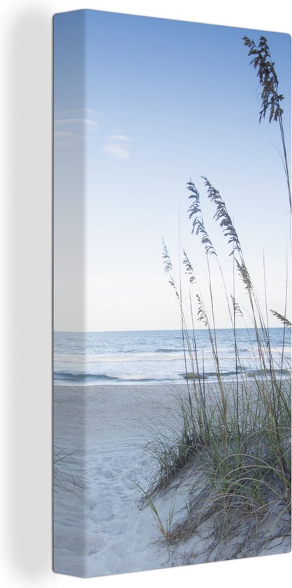 Foto: Canvas schilderij helmgras groeit in het zand op de duinen 20x40 cm wanddecoratie