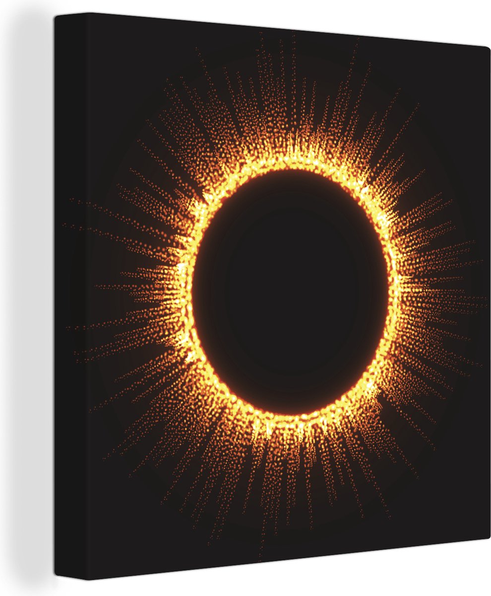 Canvas Schilderij Een illustratie van een zonsverduistering met vurige stralen - 20x20 cm - Wanddecoratie op Prijzenvolger.com
