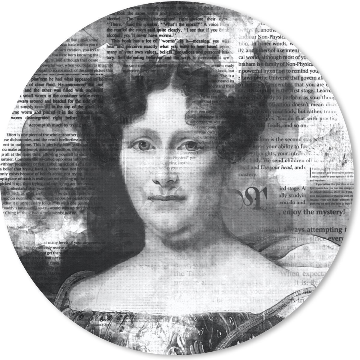 Muismat rond 30x30 cm - Mousepad Johanna Henriette Engelen - Alexandre Jean Dubois Drahonet - Zwart - Wit - Ronde muismatten