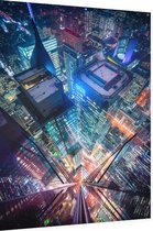 Nachtelijk beeld van Toronto City Center in fel neon - Foto op Dibond - 60 x 80 cm