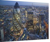 Blik op The Gherkin in het financiële hart van Londen - Foto op Dibond - 40 x 30 cm