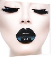 Vrouw met zwarte lippen - Foto op Dibond - 60 x 60 cm