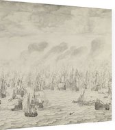 De zeeslag bij Terheide, Willem van de Velde - Foto op Dibond - 40 x 40 cm