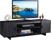c90 - modern TV meubel voor TV tot 65 inch ,TV Kast, 152 x 40 x 45 cm, TV plank met 2 opbergkasten & open planken, huiskamer meubilair TV lowboard