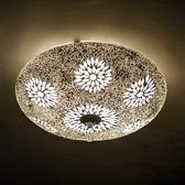 Plafondlamp mozaïek en glaskralen - 38 cm. - transparant