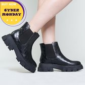 MILOU - enkellaarsjes dames - chelsea boots- stevige zool - met details