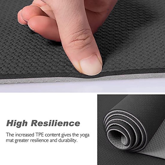 ARMENTI - Premium Yoga mat - Anti slip (extra dik) - Eco friendly Zero waste Duurzaam - TPE - Fitness - Zwart  - Opbergkoord - Kerstcadeau — afbeelding 3