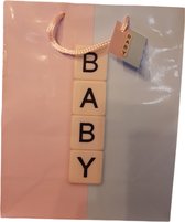 5x baby cadeautas met scrabble | roze blauw