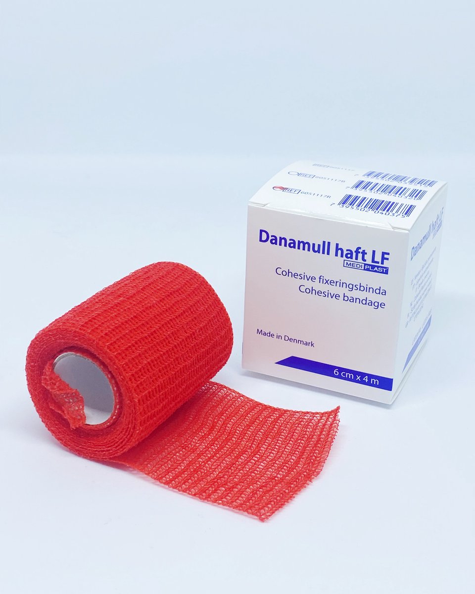 Goedkoopste Danamull Haft Zelfklevend Fixatiewindsel rood 6cm x 4m - 5 stuks