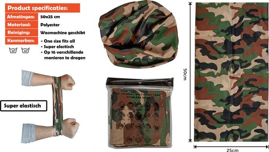 10-pack Multifunctionele Bandana - Camouflage - Leger - Masker - 123fun