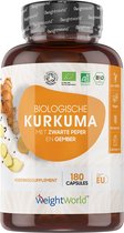 WeightWorld Biologische Kurkuma met zwarte peper en gember - 1140 mg - 180 capsules