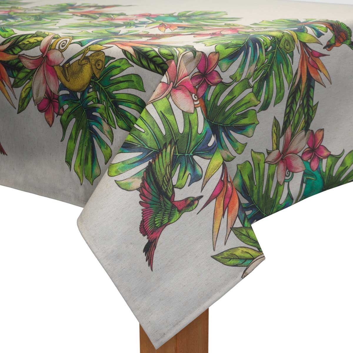 MixMamas Tafelkleed Gecoat - 140 x 250 cm - Tropical Borders