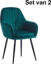 Eetkamerstoel Demi fluweel velvet met armleuning set van 2 stuks