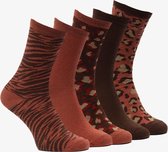 5 paar dames sokken met print - Rood - Maat 39/42