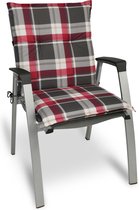 Beautissu coussin de chaise de jardin dossier bas Sunny RK 100x50 cm Bordeaux Rouge à carreaux - Coussin d'assise confortable pour chaise de jardin