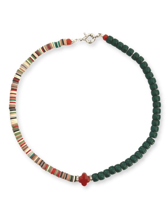 Zatthu Jewelry - N21AW351 - Haya kralen ketting groen met klaver