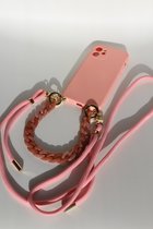 bebeautiful crossbody lanyard telefoonhoesje met korte ketting roze IPhone 12