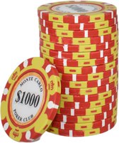 Monte Carlo High Class Clay Poker Chips 1000 (25 stuks)