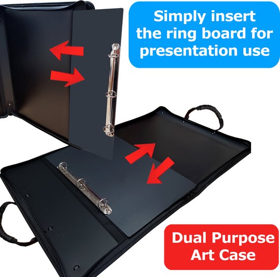 NUOBESTY A3 Displayboek – 20 Pagina’s, Transparante Insteekhoezen, Zwarte Ringband, Voor Documenten En Kunstwerken