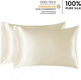 1 Zijden kussensloop, 100% moerbei zijde, 600thread count (22momme). Envelope style, Kleur Wit, maat 60x70 cm, Pure Silk 6A, Zijden kussenslopen | Zijde Kussensloop | Silk Pillow c