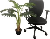 Grote Kunstplant XL 90cm - Kunstplanten - Philodendron Xanadu - Realistische Kunstplant - Nepplant - Kantoorplant