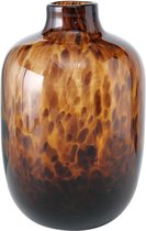 4goodz Glazen Vaas Leopard van Gevlamd Glas - 16x25 cm - Bruin