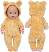 Onesie Beertje - Poppenkleertjes voor Pop 43 cm - Geschikt voor o.a. Baby Born