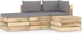 Decoways - 4-delige Loungeset met kussens groen geïmpregneerd hout