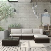 Decoways - 5-delige Loungeset met kussens poly rattan bruin