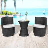 Decoways - 3-delige Bistroset met kussens poly rattan zwart