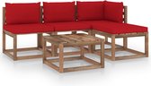 Decoways - 5-delige Loungeset pallet met kussens geïmpregneerd grenenhout