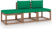 Decoways - 3-delige Loungeset pallet met kussens geïmpregneerd grenenhout