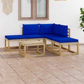 Decoways - 6-delige Loungeset met blauwe kussens