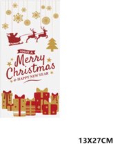 Inpakzakjes – Kerst – Merry Christmas & Happy New Year | Kerstman – Sneeuwpop – Rood – Oranje | Traktatiezakjes - Uitdeelzakjes - Verjaardagzakjes - Feestzakjes - Inpakzakken | Tra