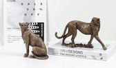 BaykaDecor - Uniek Handgemaakt Beeld Jaguar - Staande Luipaard Die Omkijkt - Afrikaanse Stijl Cadeau - Woondecoratie - Brons 25 cm
