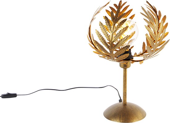 QAZQA botanica - Landelijke Tafellamp - 1 lichts - H 41 cm - Goud/messing - Woonkamer | Slaapkamer | Keuken