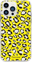 Fooncase Hoesje Geschikt voor iPhone 13 Pro - Shockproof Case - Back Cover / Soft Case - Luipaard / Leopard print / Geel