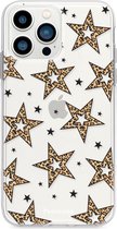 Fooncase Hoesje Geschikt voor iPhone 13 Pro - Shockproof Case - Back Cover / Soft Case - Rebell Leopard / Luipaard sterren