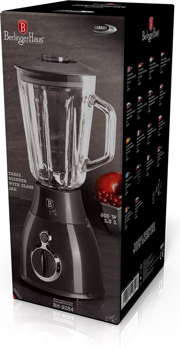 Berlinger Haus Blender Carbon 1,5 Liter Glas Zwart van Berlinger Haus — afbeelding 2