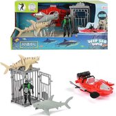 Animal World Speelset duiker + boot + duikkooi + haaien | haai | duiker | boot | deep sea diver