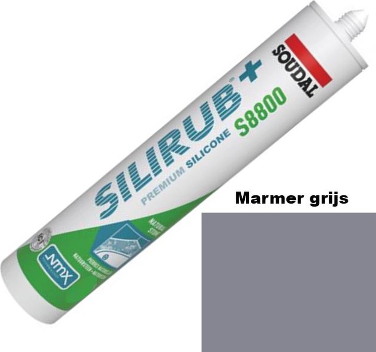 Soudal Silirub+ S8800 Natuursteen - Siliconekit - Speciaal voor Natuursteen en Sanitair - Kleur : Marmergrijs 310 ml