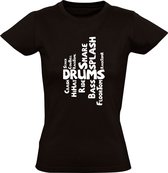 Drums | Dames T-shirt | Zwart | Tekst | Muziek Instrumenten | Klanken