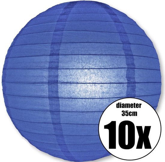 10 donker blauwe lampionnen met een diameter van 35cm