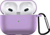 Airpods 3 Hoesje Case Siliconen Hoes Geschikt voor Apple AirPods 3 Case Hoesje Met Clip - Lila