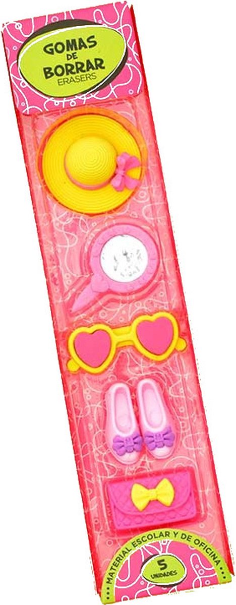 Grupo Erik Gummen Pretty Meisjes Rubber Roze/geel 5 Stuks