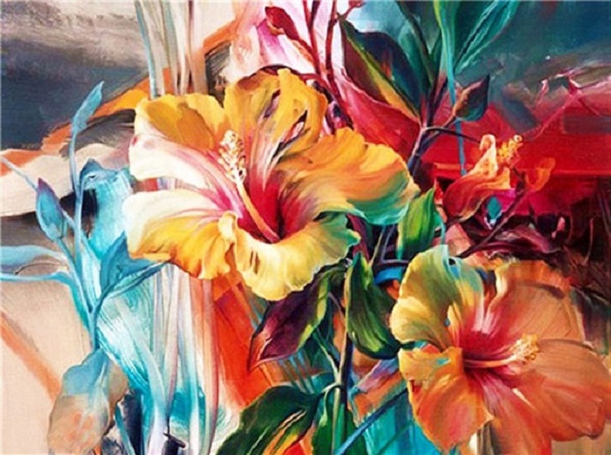 Mona Lisa Diamond painting volledig pakket 40x30cm bloemen