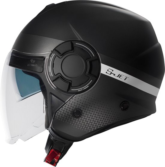 CMS SJET QUARTZ Jethelm Zwart Wit Motorhelm scooterhelm