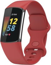 By Qubix - FitBit Charge 5 Sportbandje met dubbele lus - Rood - Maat: L - Fitbit charge bandje