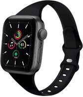 Compatible apple watch bandje - By Qubix - Sportbandje Slim Fit - Zwart - Geschikt voor Apple Watch 42mm / 44mm / 45mm - Apple watch series 3/4/5/6/7