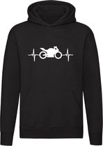 Motor Hartslag Hoodie - motorrijder - motorfiets - bike - race - heartbeat - unisex - trui - sweater - capuchon
